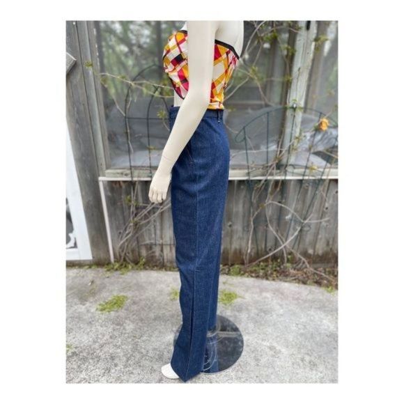 1970s Wrangler High Waist Denim Jeans Pleat front Straight leg Dark Wash 30x36 - Picture 7 of 13